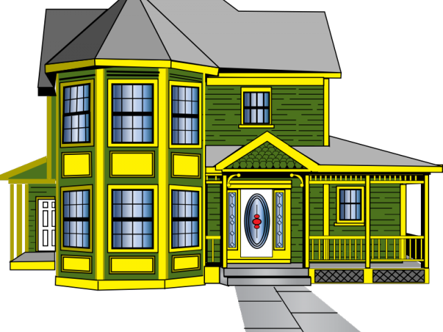 Victorian Style Cartoon Mansion PNG Image