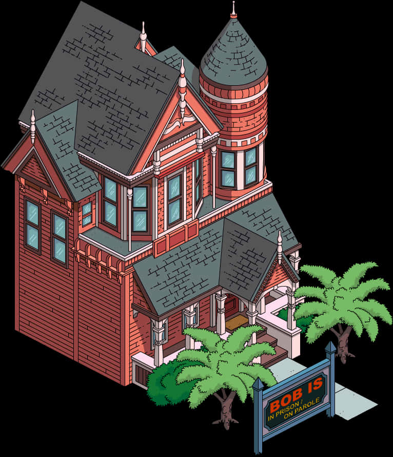 Victorian Style House Illustration PNG Image