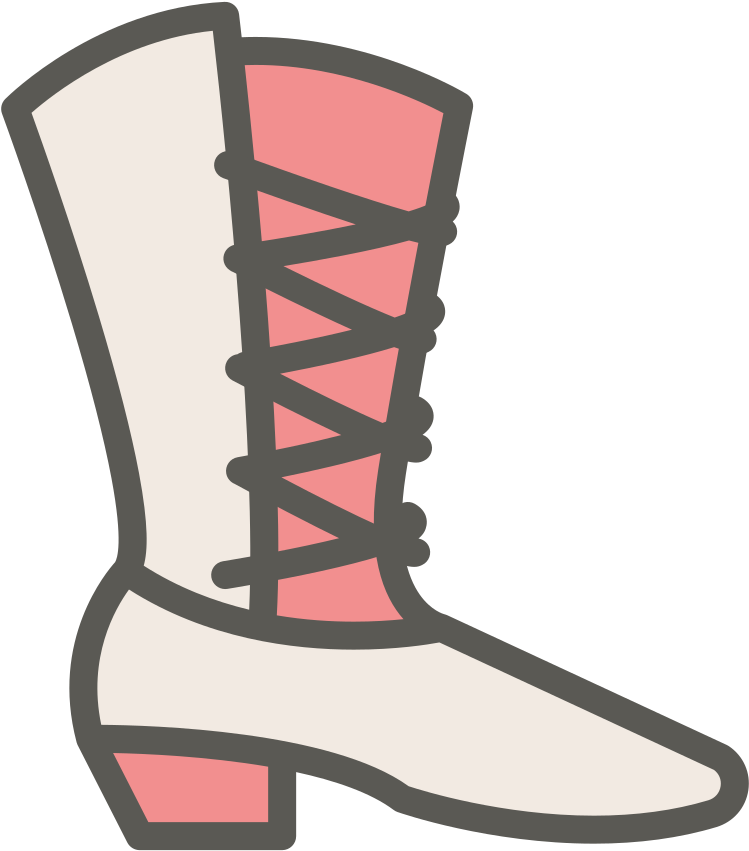 Victorian Style Lace Up Boot Illustration PNG Image