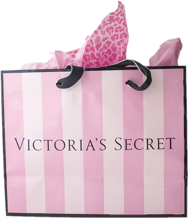 Victorias Secret Striped Shopping Bag PNG Image