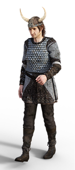 Viking Costume Portrait PNG Image