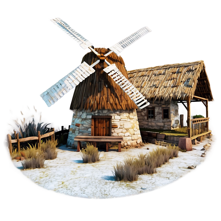 Village Windmill Landscape Png 06252024 PNG Image