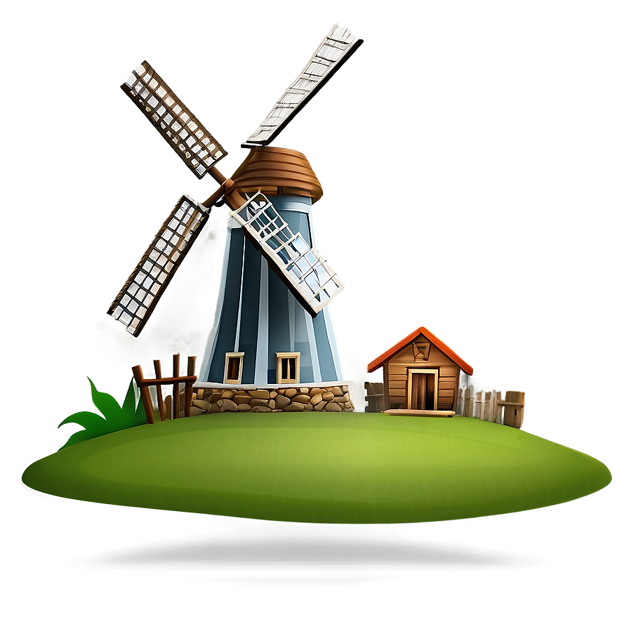 Village Windmill Landscape Png 06252024 PNG Image