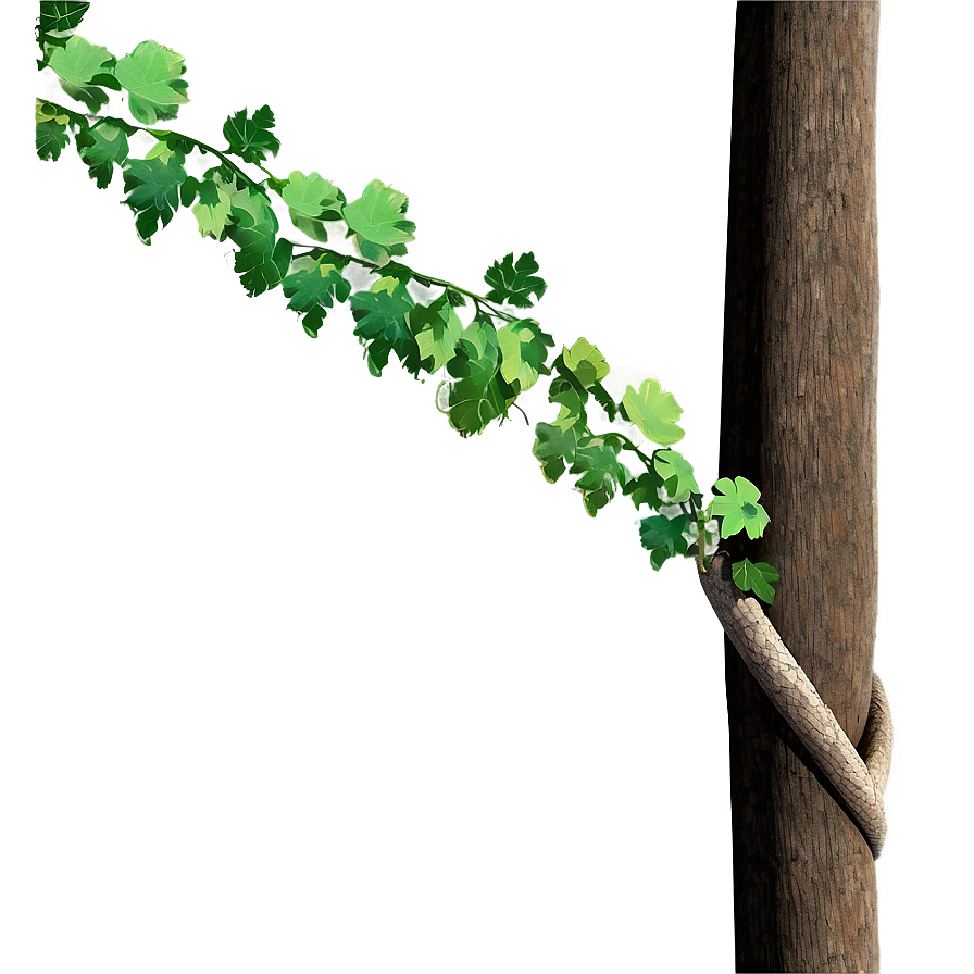 Vine Climbing Wooden Pole PNG Image