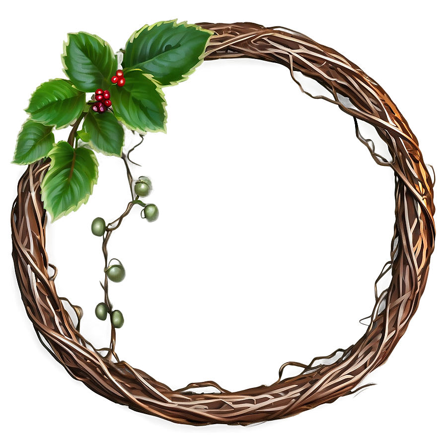 Vine Wreathwith Berriesand Leaves PNG Image