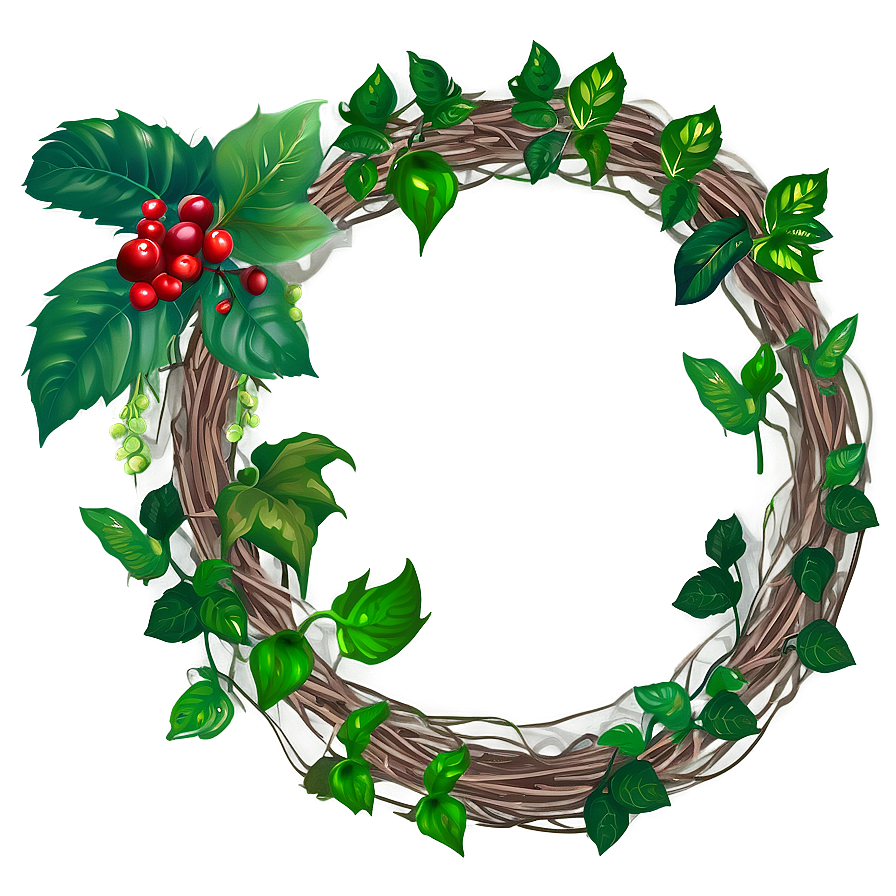 Vine Wreathwith Red Berries PNG Image