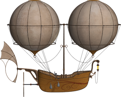 Vintage Airship Illustration PNG Image