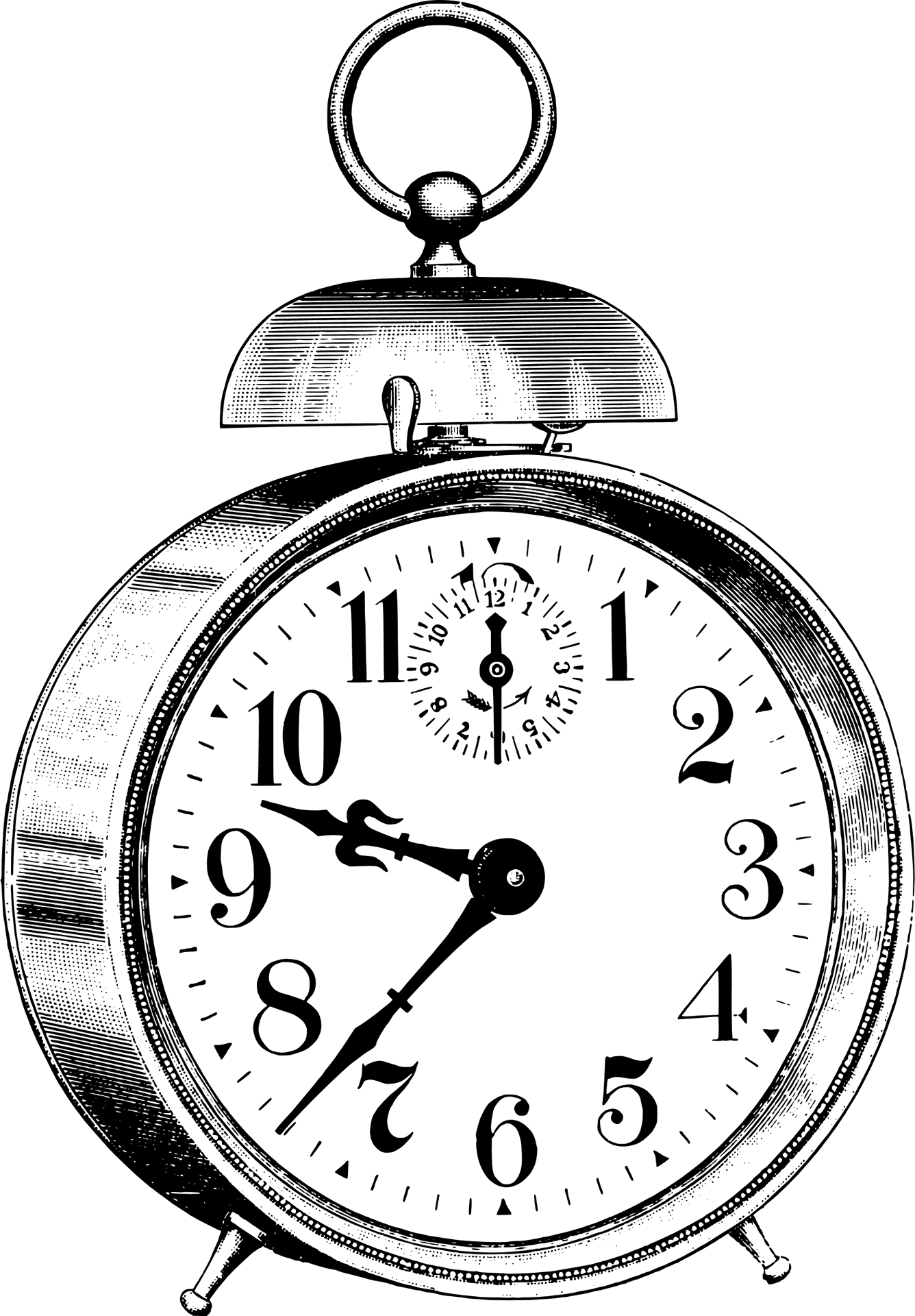 Vintage Alarm Clock Illustration PNG Image