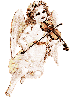 Vintage Angel Playing Violin PNG Image