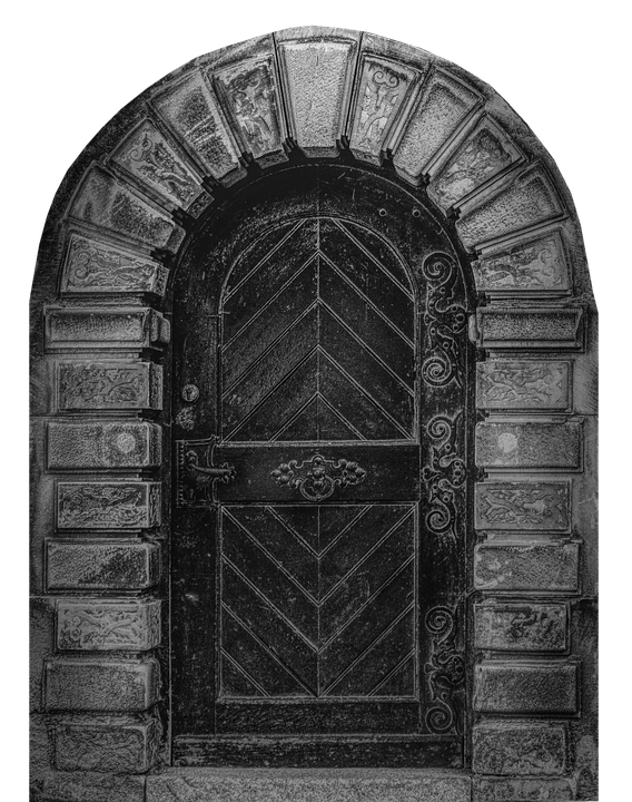 Vintage Arch Top Door PNG Image