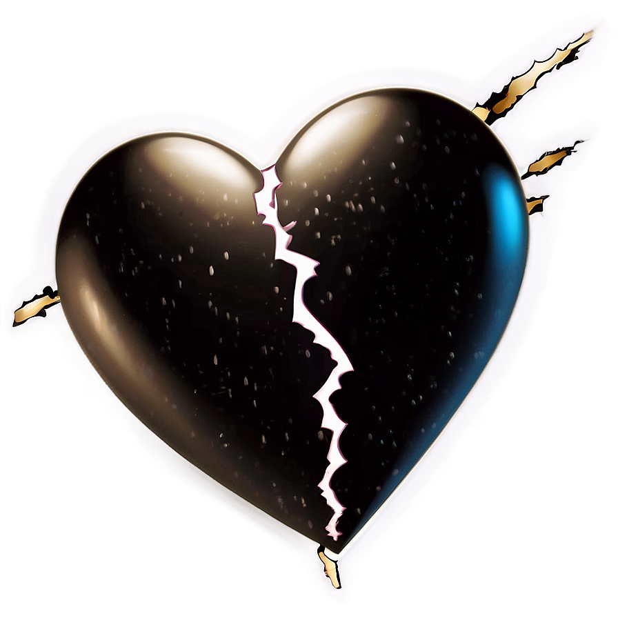 Vintage Black Broken Heart Png 06252024 PNG Image