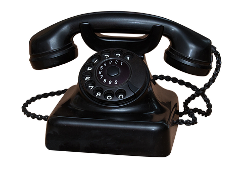 Vintage Black Rotary Phone PNG Image