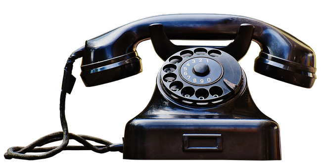 Vintage Black Rotary Phone PNG Image