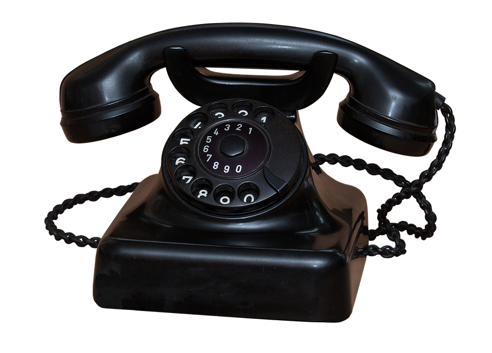 Vintage Black Rotary Telephone PNG Image