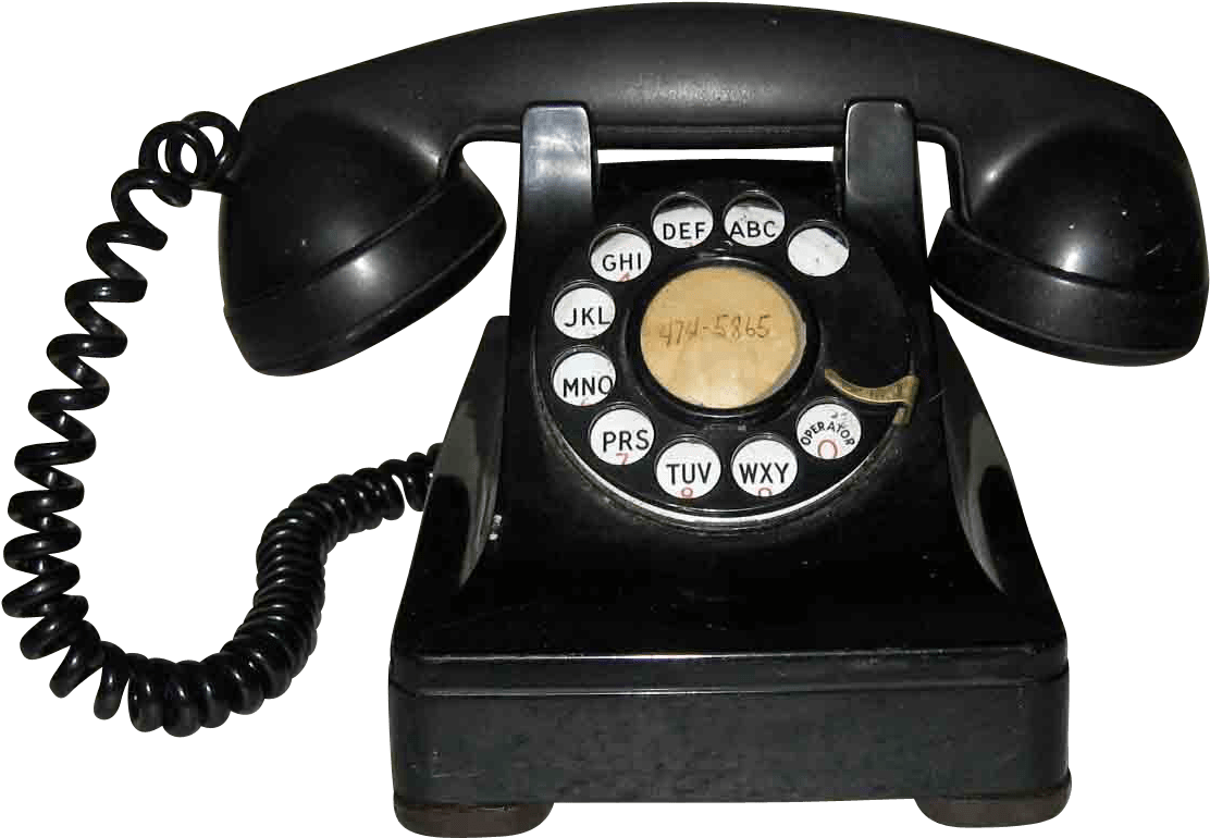 Vintage Black Rotary Telephone.png PNG Image