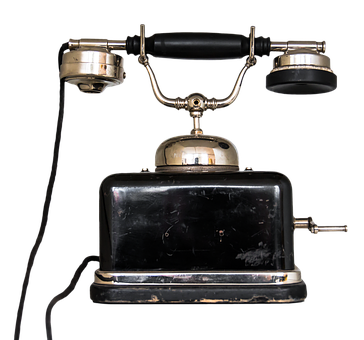 Vintage Black Rotary Telephone PNG Image