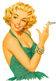 Vintage Blonde Pinup Girl Smoking PNG Image