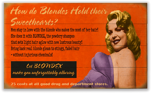 Vintage Blondex Hair Product Ad Pinup PNG Image