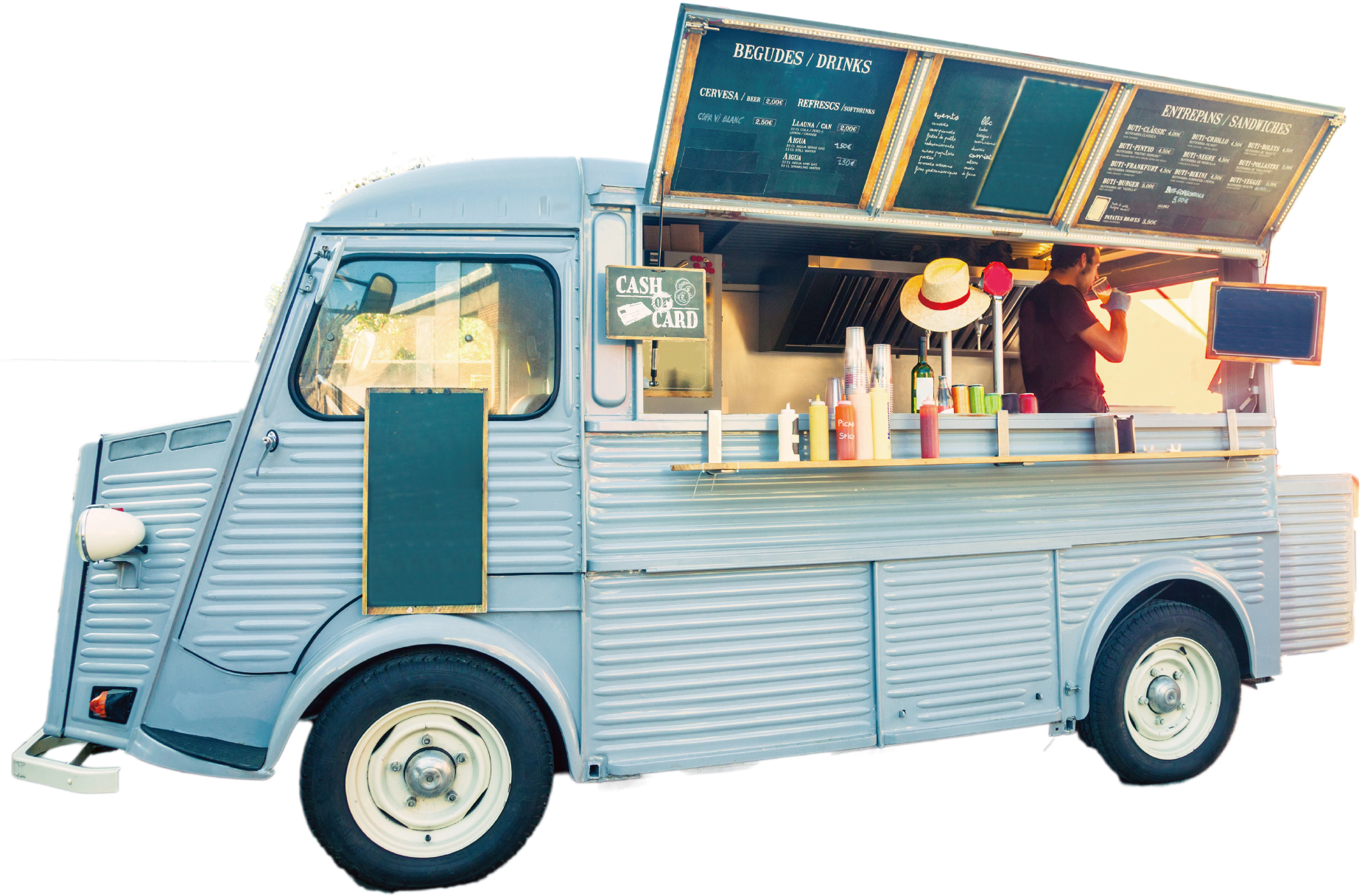 Vintage Blue Food Truck PNG Image