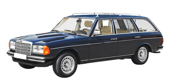 Vintage Blue Station Wagon PNG Image