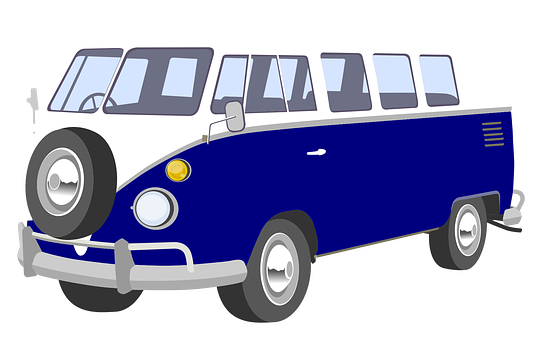 Vintage Blueand White Van Illustration PNG Image