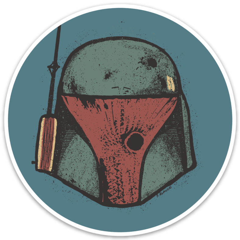 Vintage Boba Fett Helmet Illustration PNG Image