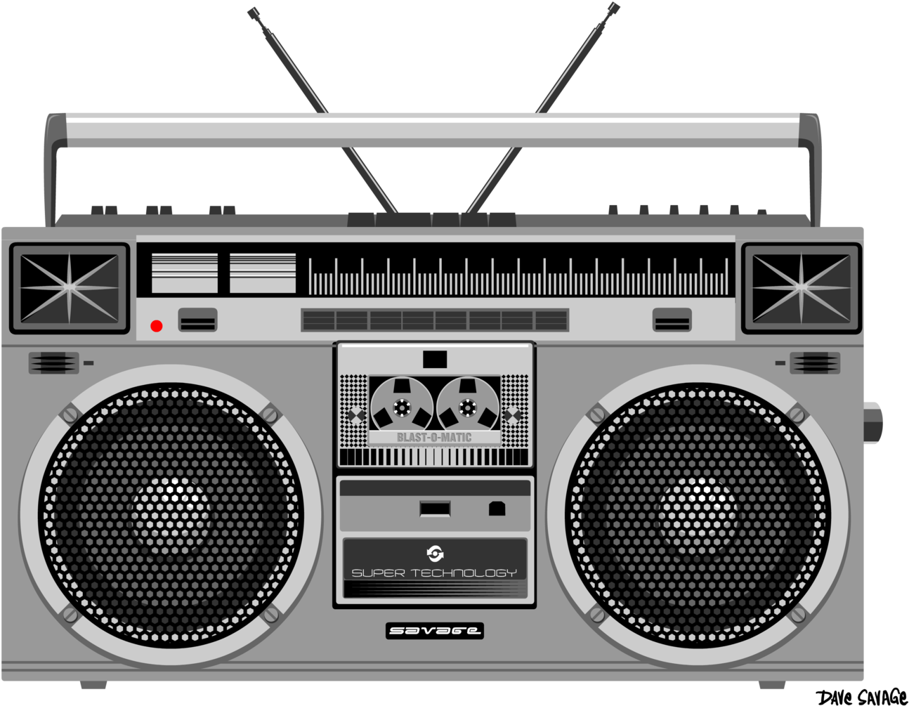 Vintage Boombox Illustration PNG Image