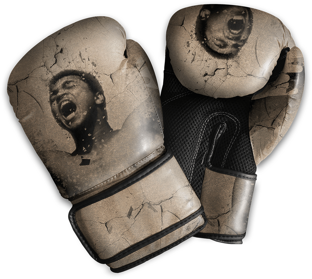 Vintage Boxing Gloveswith Faces Print PNG Image