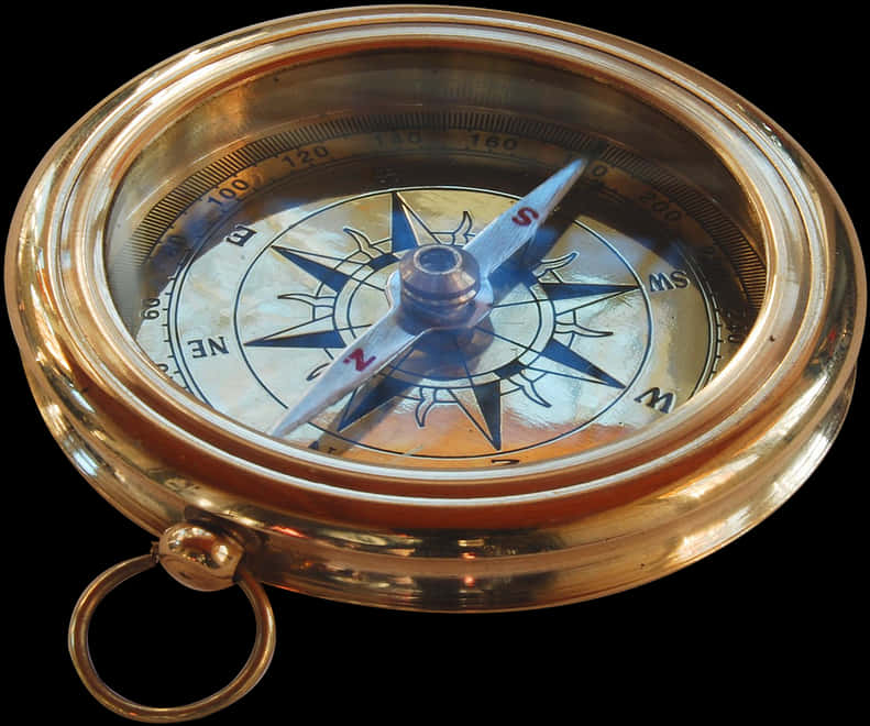 Vintage Brass Compass PNG Image