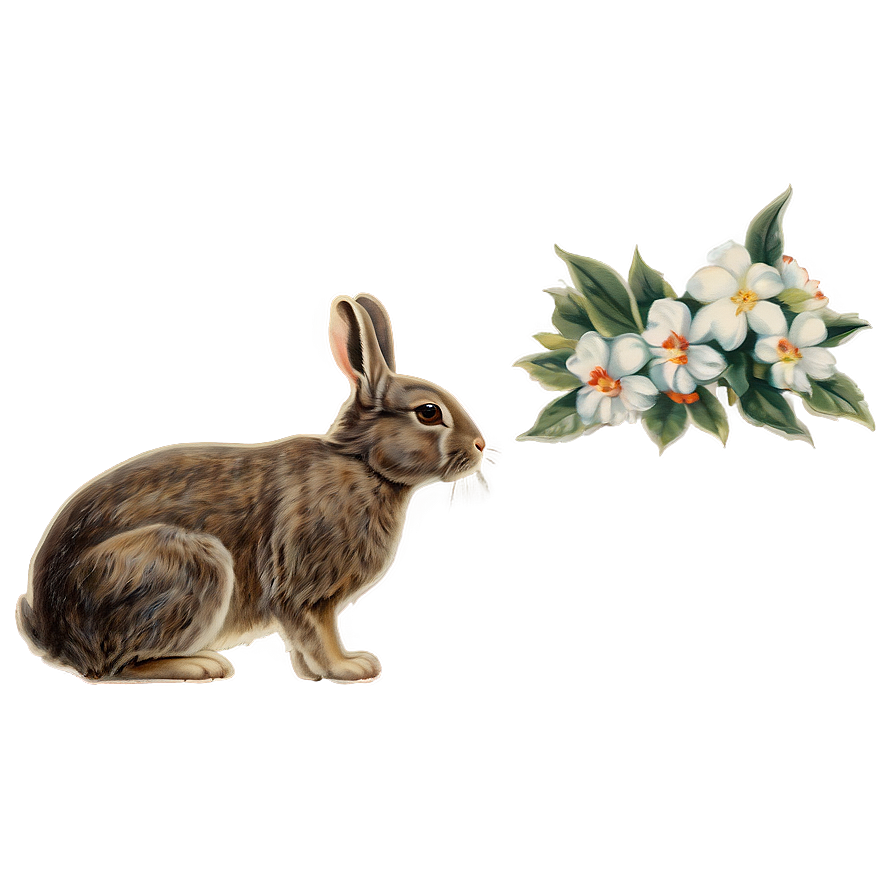 Vintage Bunny Illustration Png 05212024 PNG Image