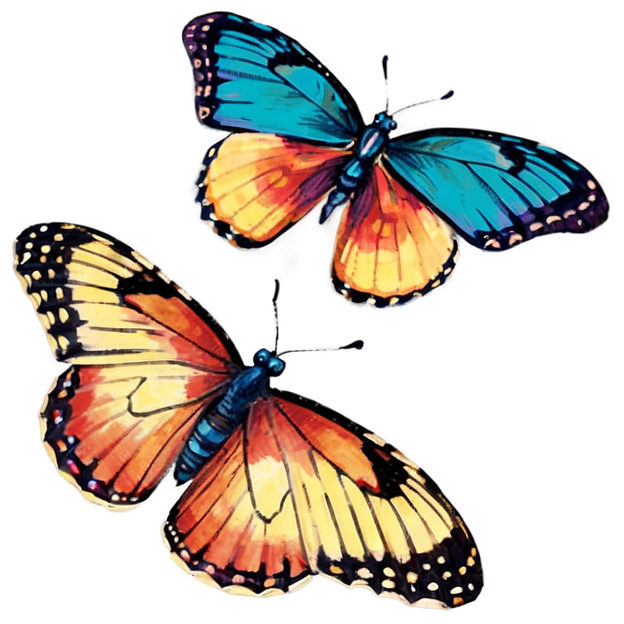 Vintage Butterflies Png Cev27 PNG Image