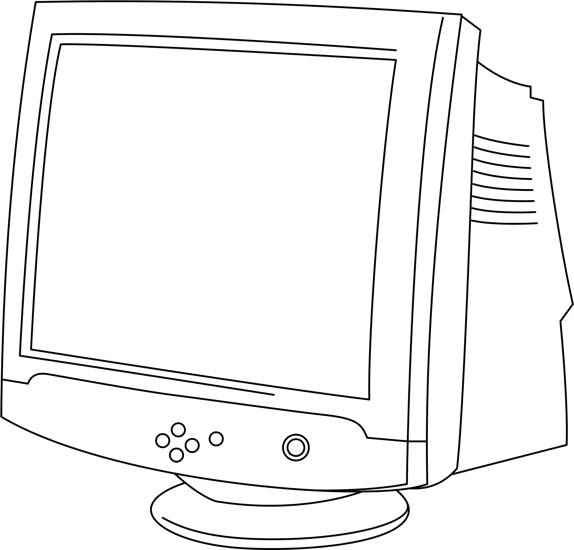 Vintage C R T Monitor Outline PNG Image