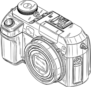 Vintage Camera Line Art PNG Image