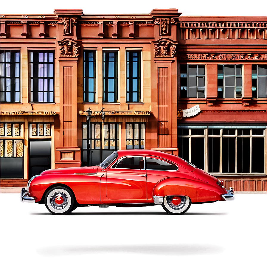 Vintage Car And Architecture Png Lhb98 PNG Image