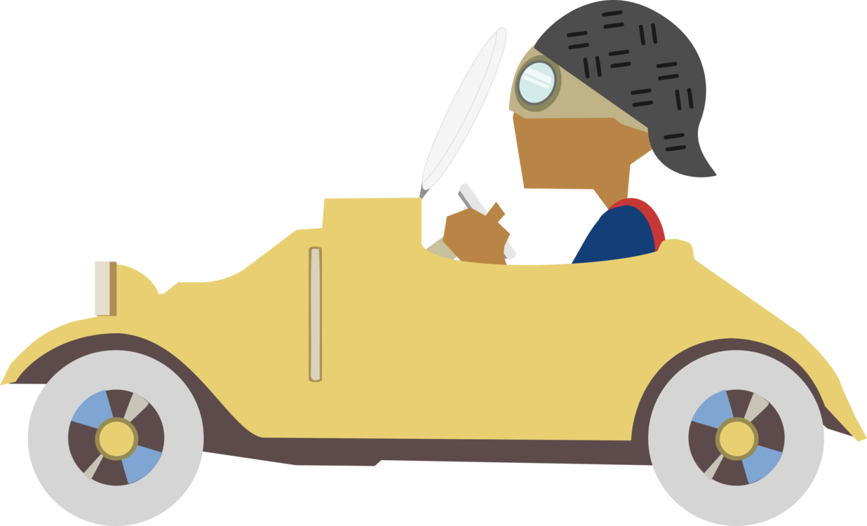 Vintage Car Animated Character Driving PNG Image