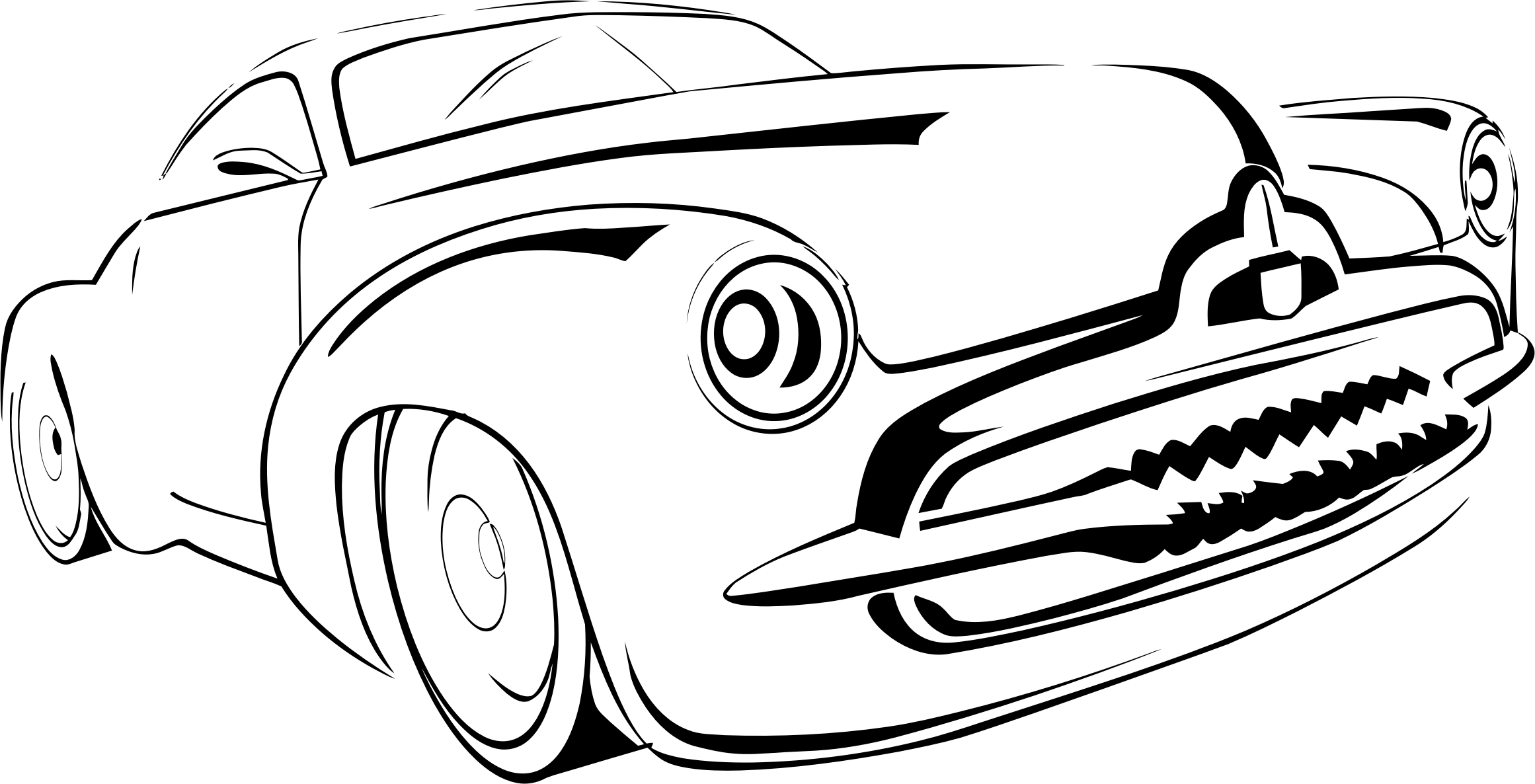 Vintage Car Line Art PNG Image