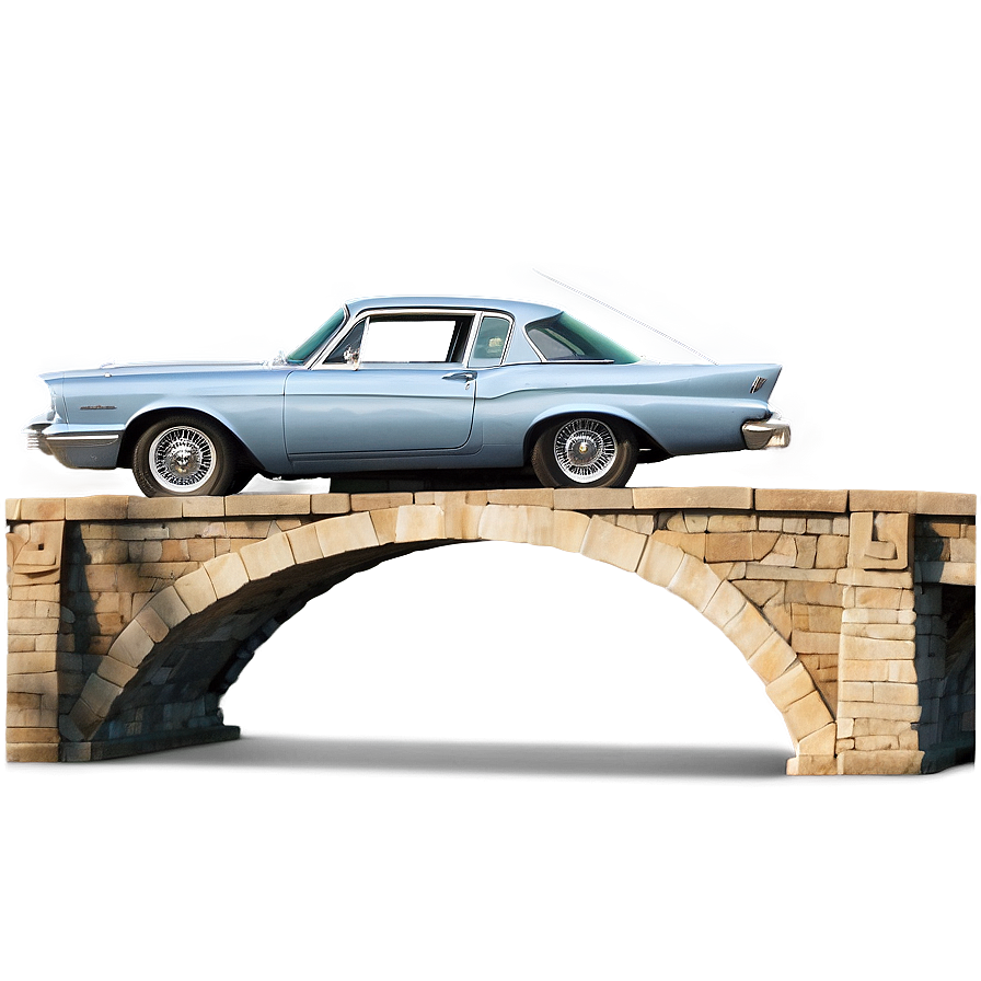 Vintage Car On Historic Bridge Png Oyu PNG Image