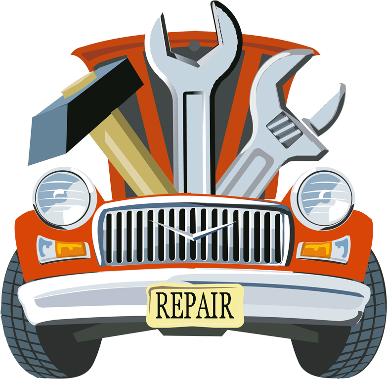 Vintage Car Repair Illustration PNG Image