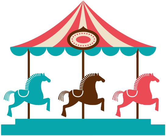 Vintage Carousel Horses Illustration PNG Image