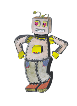 Vintage Cartoon Robot Illustration PNG Image