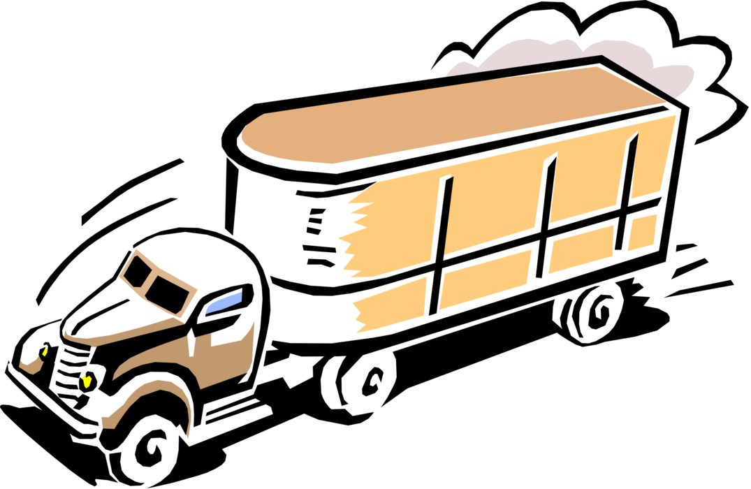 Vintage Cartoon Transport Truck PNG Image