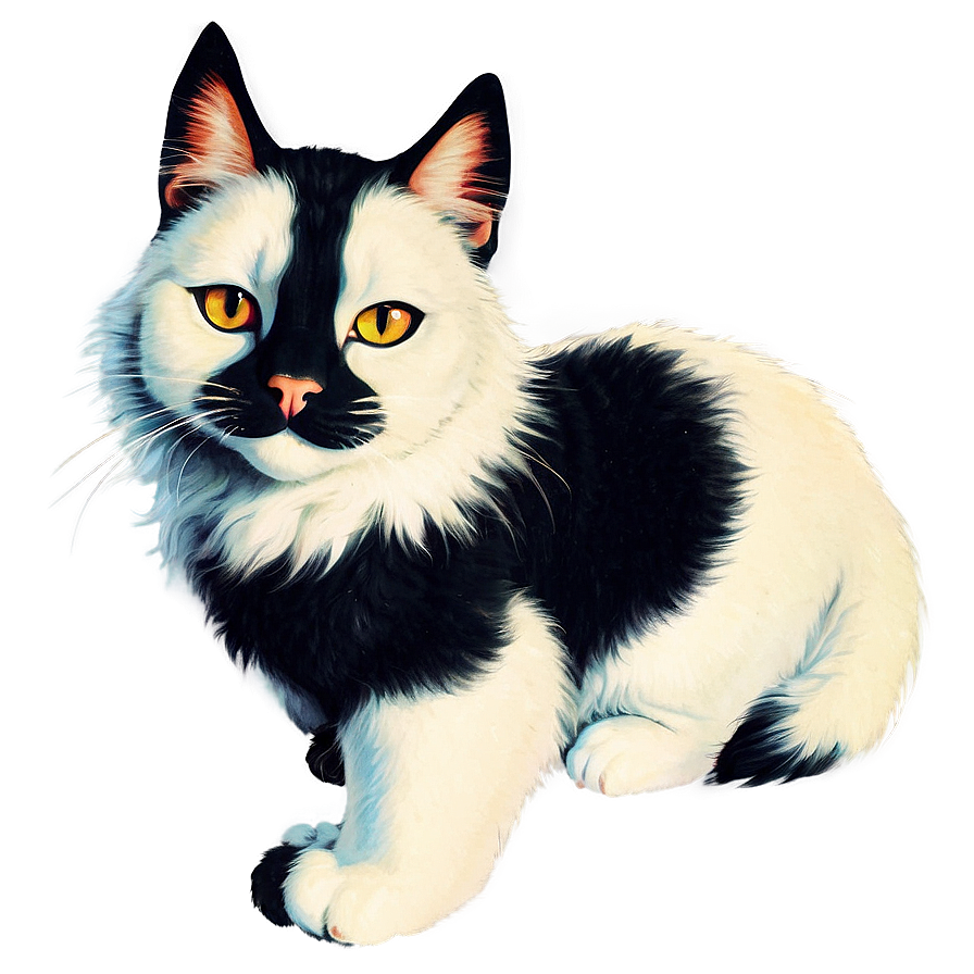 Vintage Cat Artwork Vector Png 06262024 PNG Image