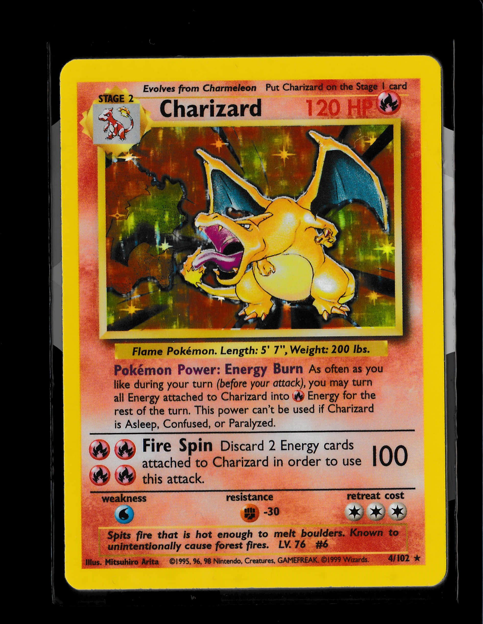 Vintage Charizard Pokemon Card PNG Image