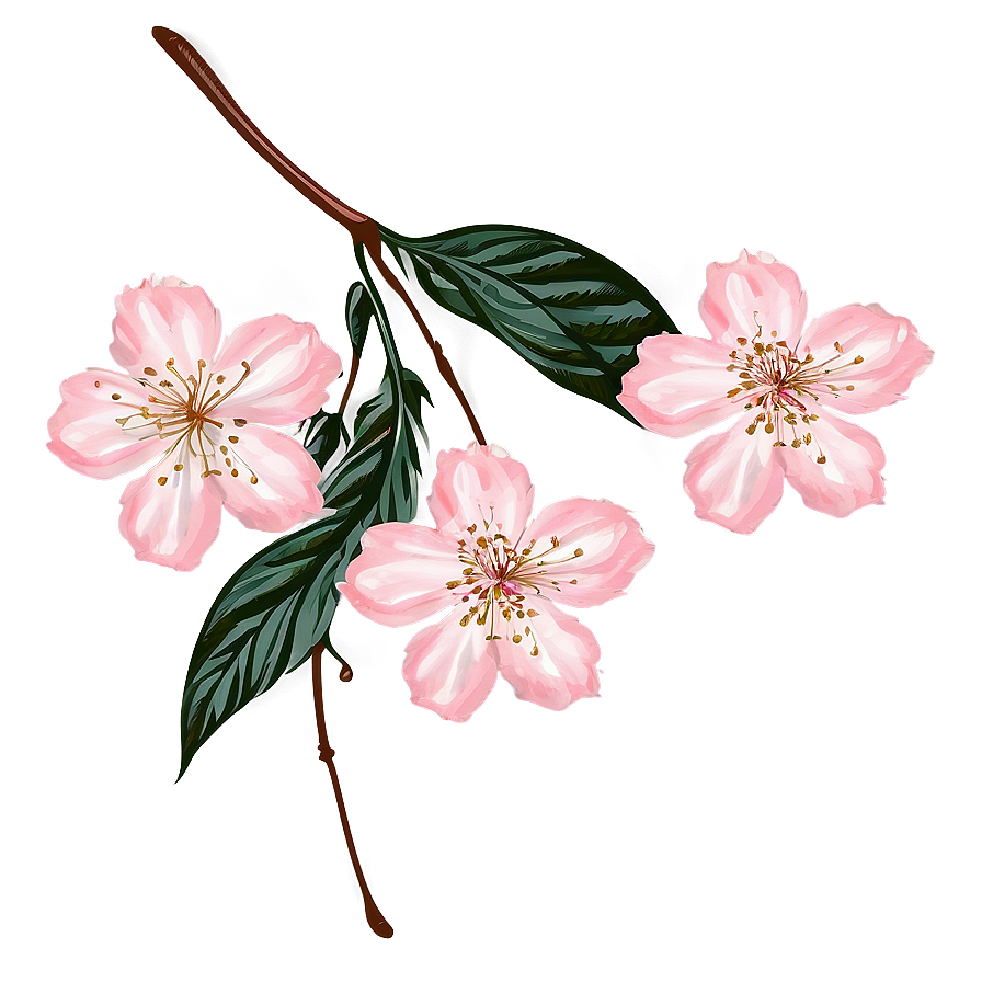 Vintage Cherry Blossom Illustration Png Jkb PNG Image