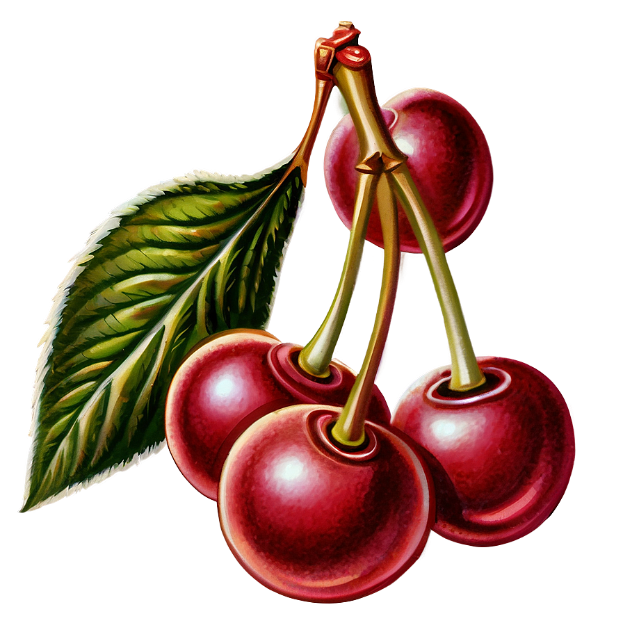 Vintage Cherry Illustration Png Vso PNG Image