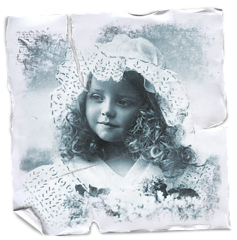 Vintage Child Portrait Damaged Photo PNG Image