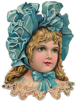 Vintage Child Portraitin Blue Bonnet PNG Image