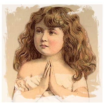 Vintage Child Praying Illustration PNG Image