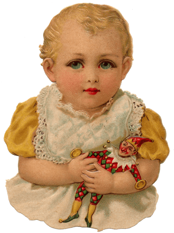 Vintage Childand Harlequin Doll PNG Image