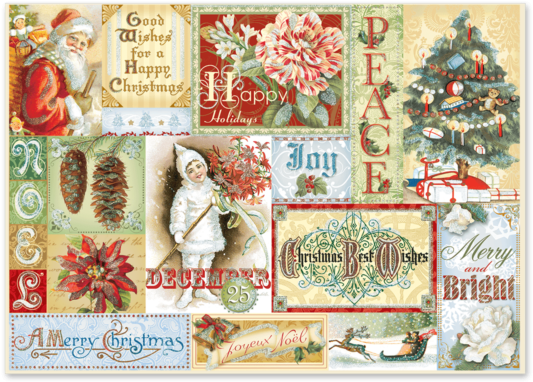 Vintage Christmas Collage PNG Image